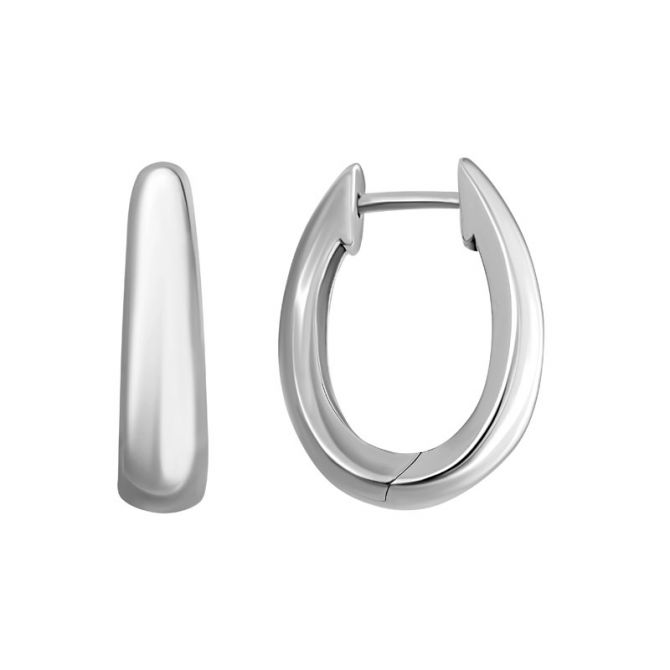 Sterling Silver Oval Huggie Hoop Earrings