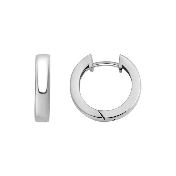 Sterling Silver Snap Huggie Hoop Earrings, 15.5 mm