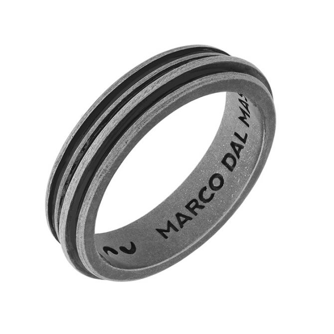 Men's Platinum Rustic Hammered Oxidized Silver Band - Element 79  Contemporary Jewelry