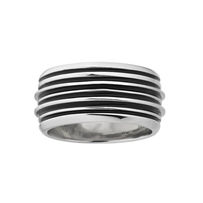 Marco Dal Maso Acies Double Polished Silver Ring with Black Enamel