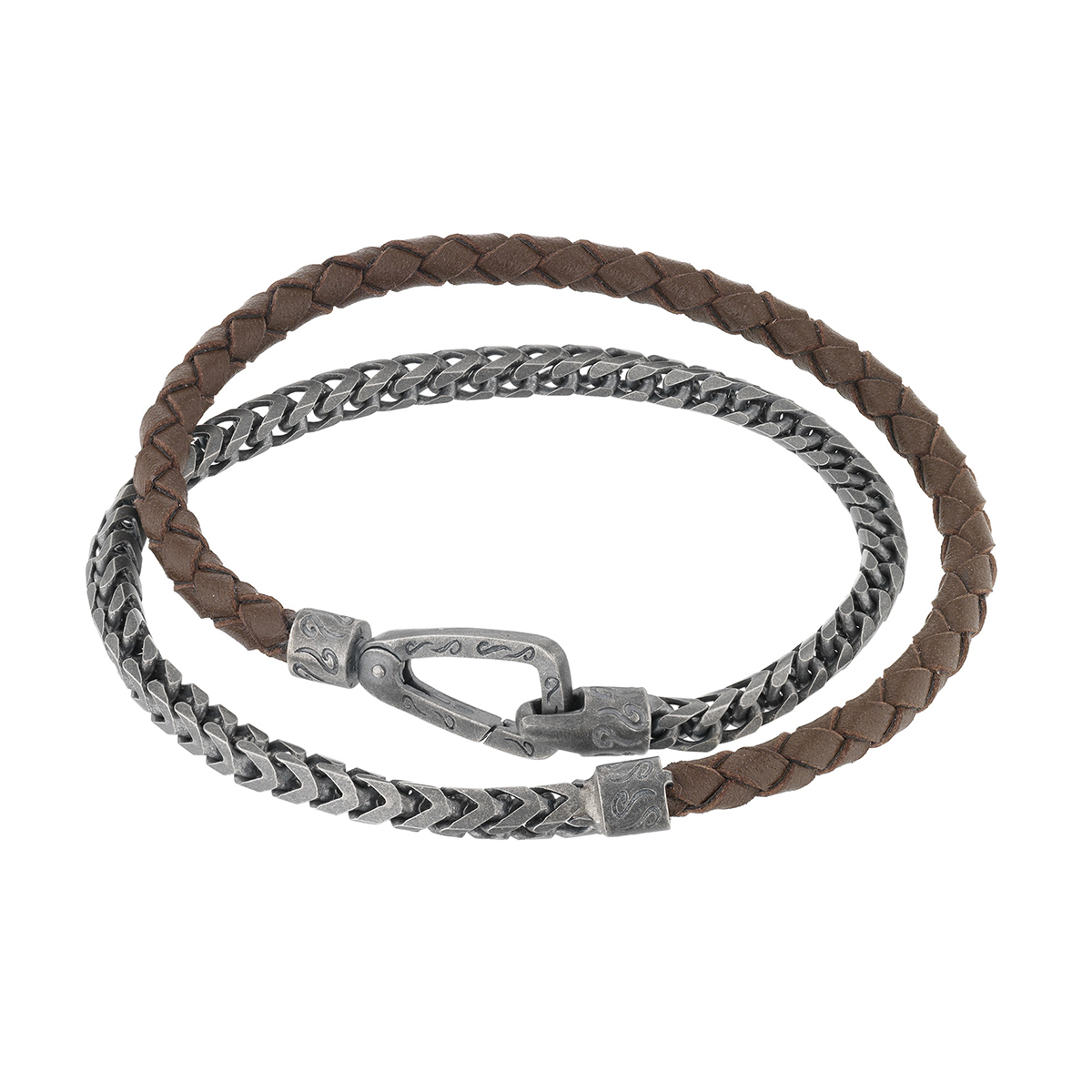 Marco Dal Maso Lash Double Wrap 8mm Silver Chain and Braided Brown ...