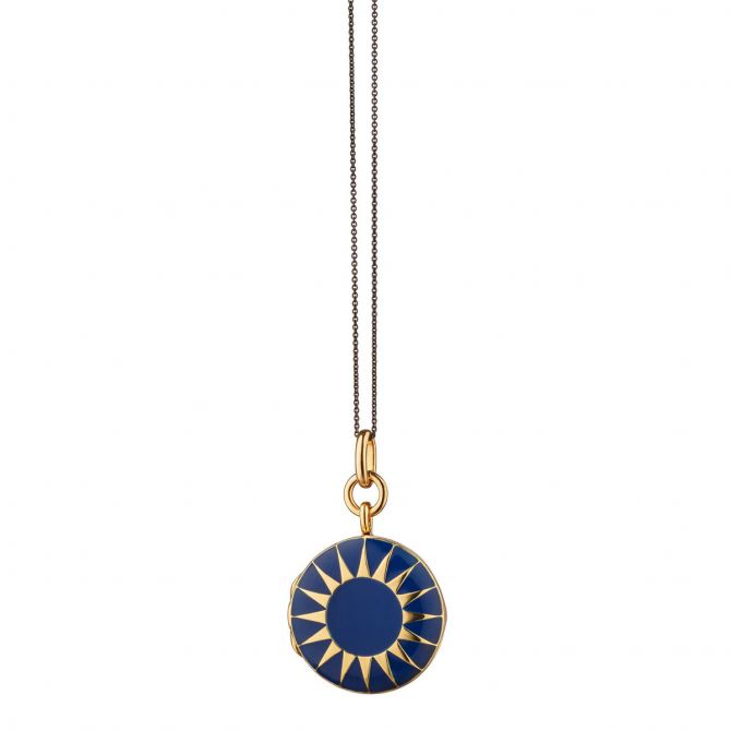 Monica Rich Kosann Blue Enamel Vermeil Round Locket