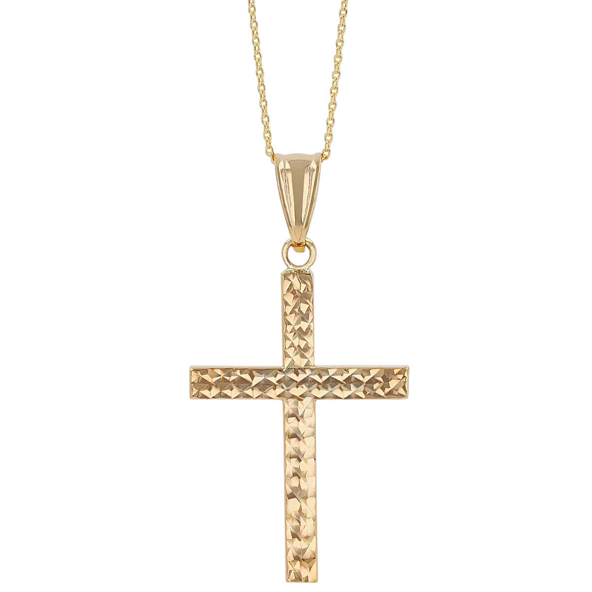 Yellow Gold Diamond Cut Pattern Cross Pendant | Borsheims