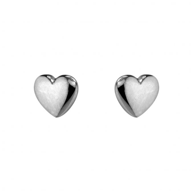 Sterling Silver Heart Stud Earrings, 6 mm