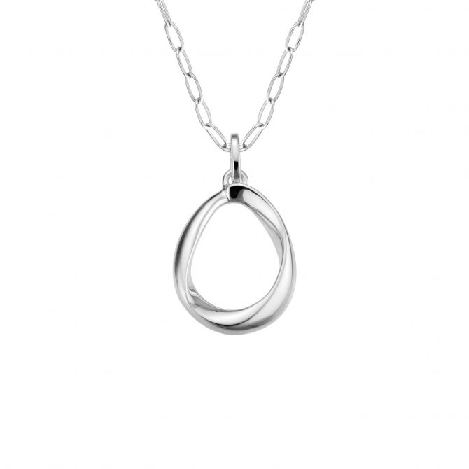 Sterling Silver Twisted Open Teardrop Pendant, 18"