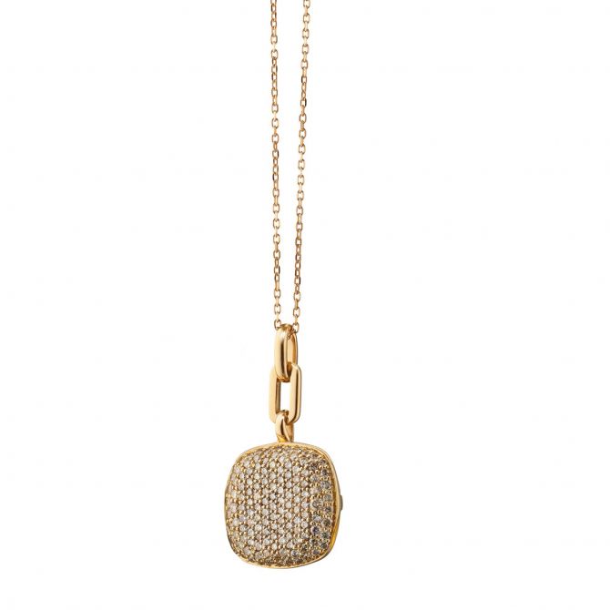 Monica Rich Kosann 18K Yellow Gold Slim Rae Locket Pendant With Diamonds