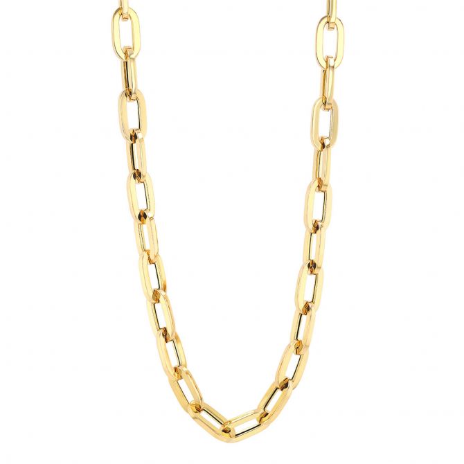 Roberto Coin Oro Classic Paperclip Collar Necklace in Yellow Gold, 17"