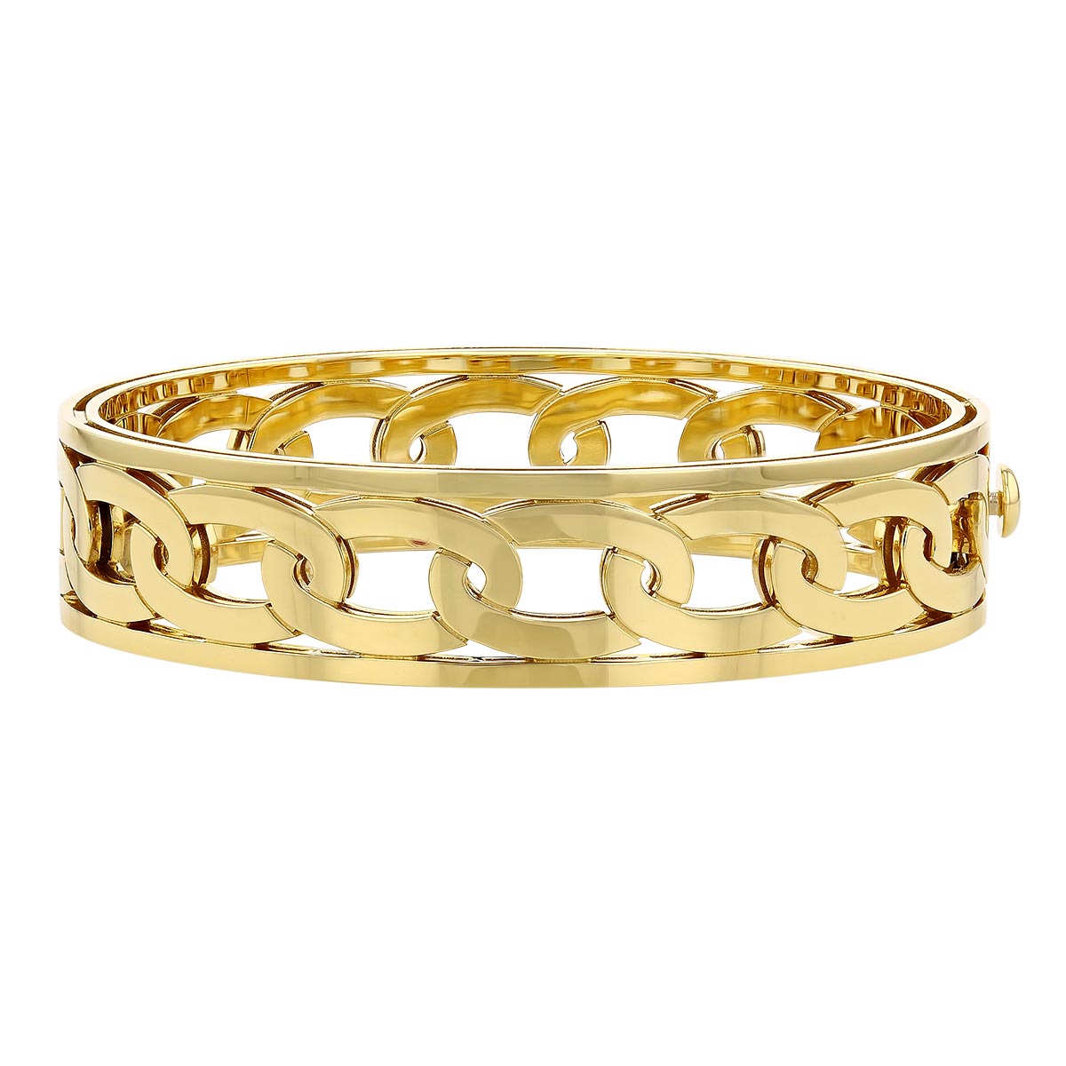 Roberto Coin Navarra Yellow Gold Wide Link Bangle Bracelet