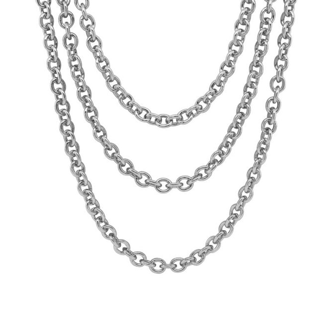 Sterling Silver Triple Strand Chunky Cable Chain Necklace, 17.5"