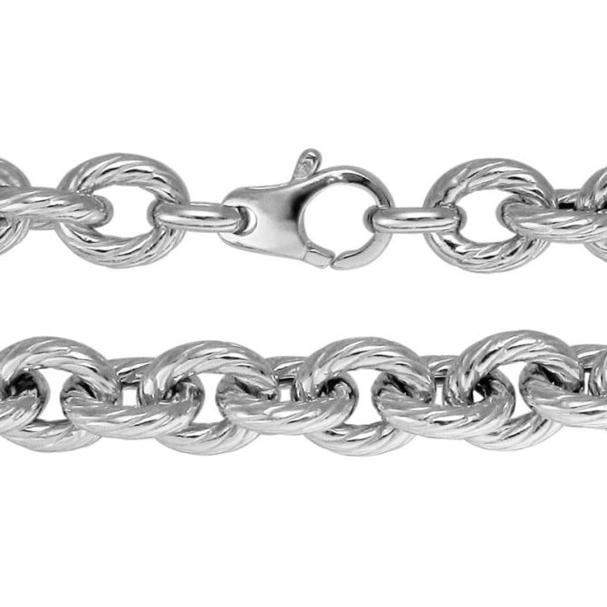 Sterling Silver 11.5 mm Textured Cable Chain Necklace, 18"