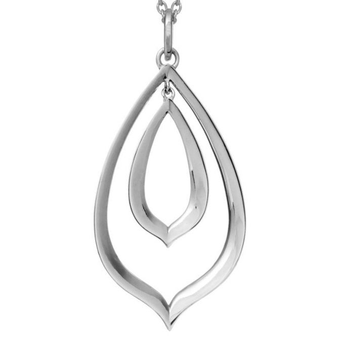 Sterling Silver Double Open Pear Shaped Pendant, 20"