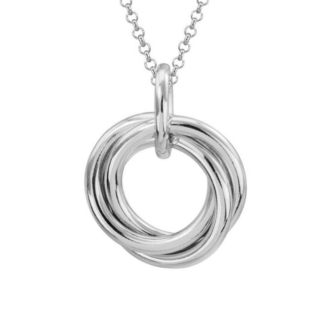 Sterling Silver Intertwined Circle Pendant, 16"