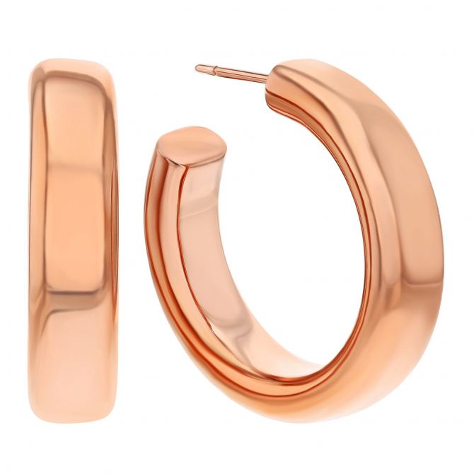 Pesavento Rose Tone Rounded Edge Hoop Earrings