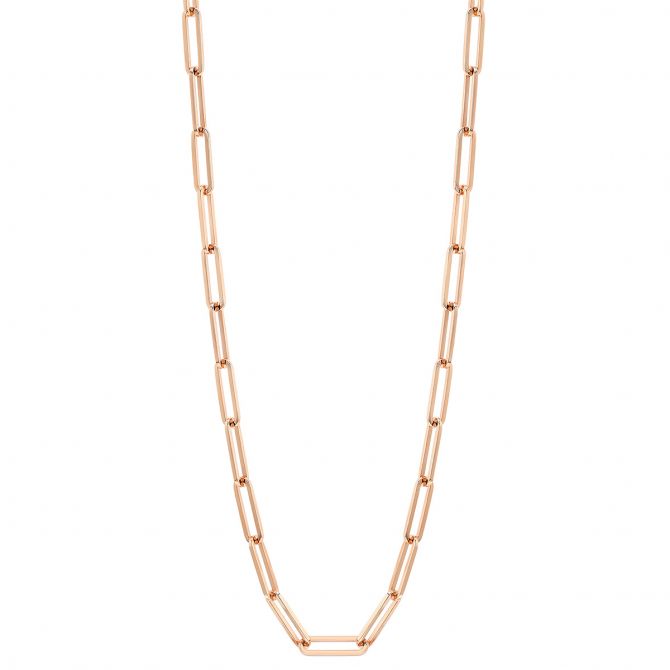 Rose Gold Paperclip Link Chain Necklace, 18"