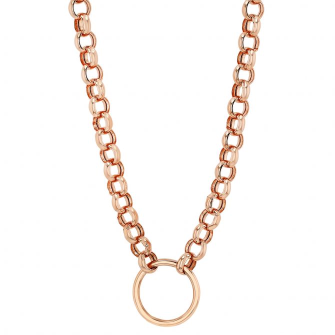 Rose Gold Open Circle Pendant & Rolo Chain Necklace, 18"