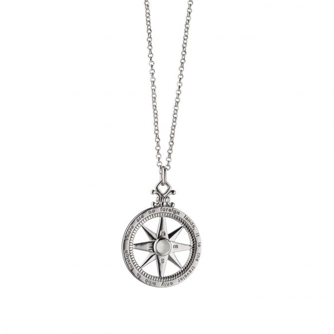 Monica Rich Kosann Adventure Global Compass Charm with Sapphires in Sterling Silver with Sapphires