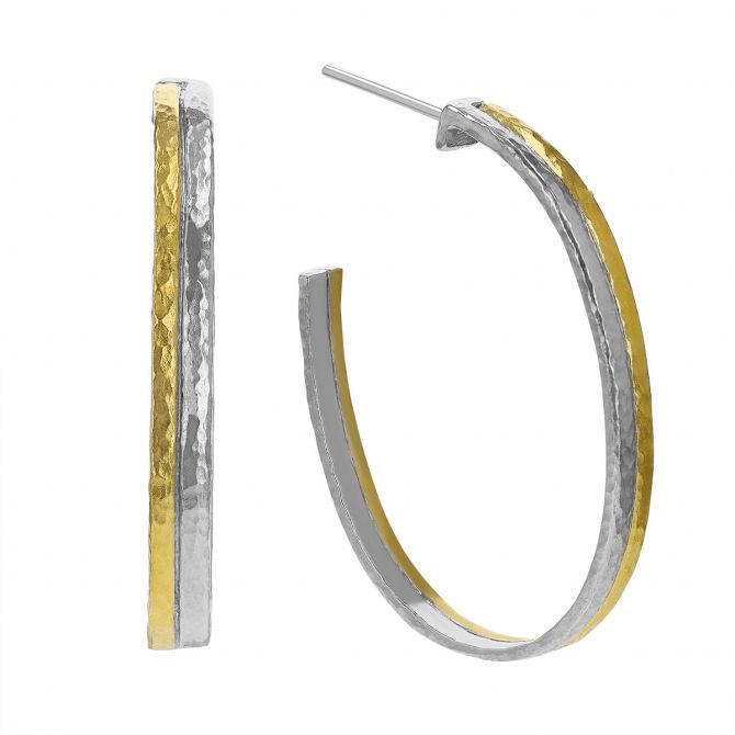 Gurhan Sterling Silver & Yellow Tone Textured Hoop Earrings