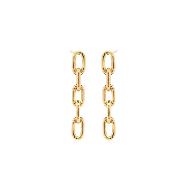 Zoe Chicco Large Square Oval Link Earrings in Yellow Gold/Diamond