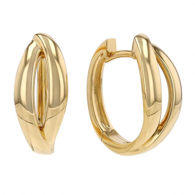 Yellow Gold Split Huggie Hoop Earrings