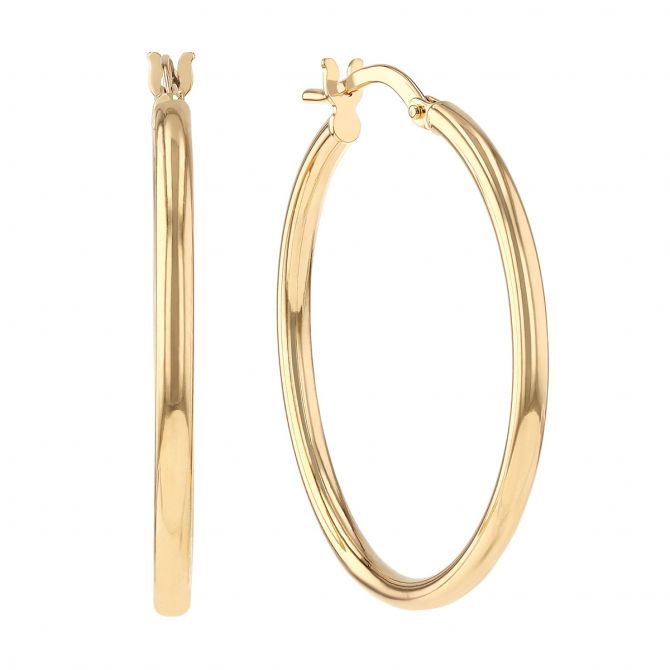 Yellow Gold Hoop Earrings, 25 mm