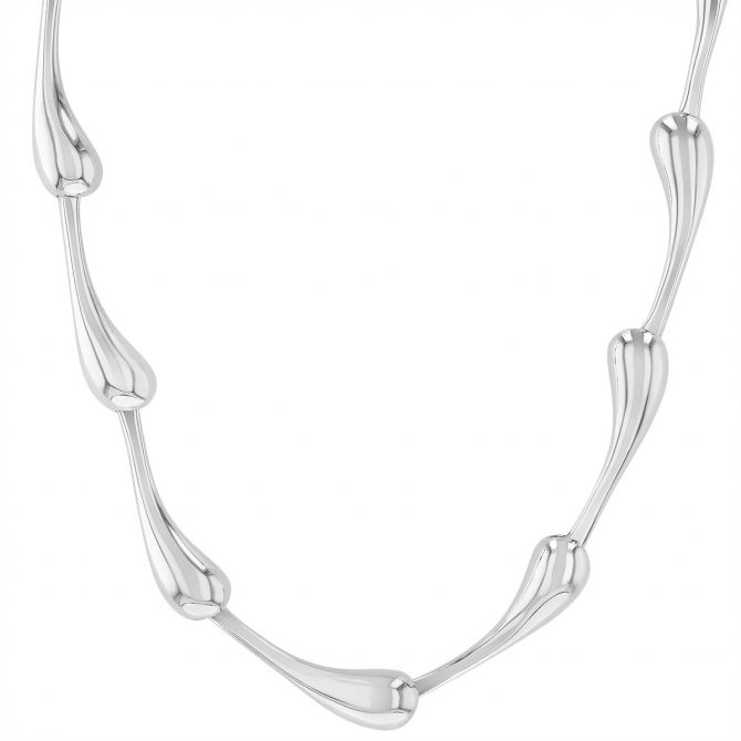 Sterling Silver Solid Teardrop Necklace, 16.5"