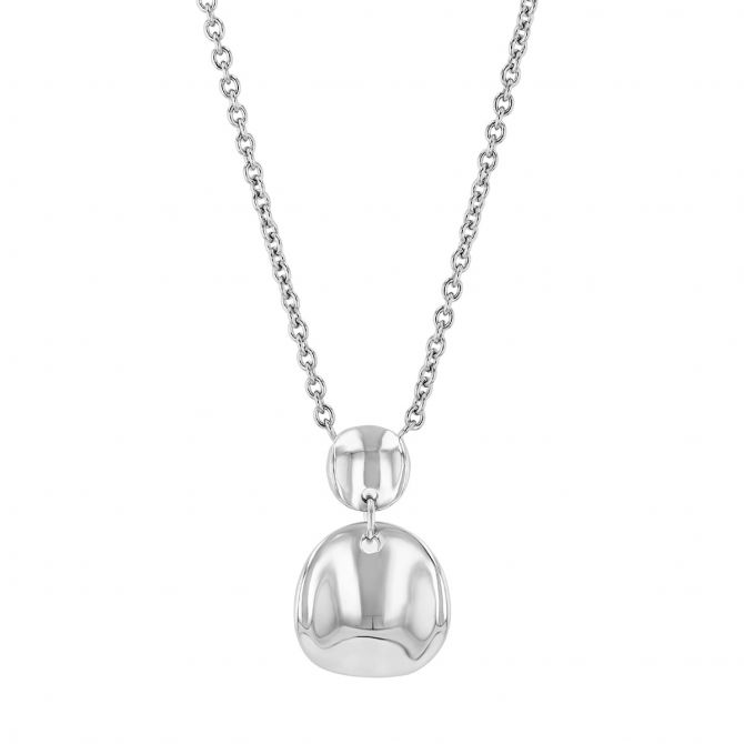 Sterling Silver Double Circle Drop Pendant, 18"