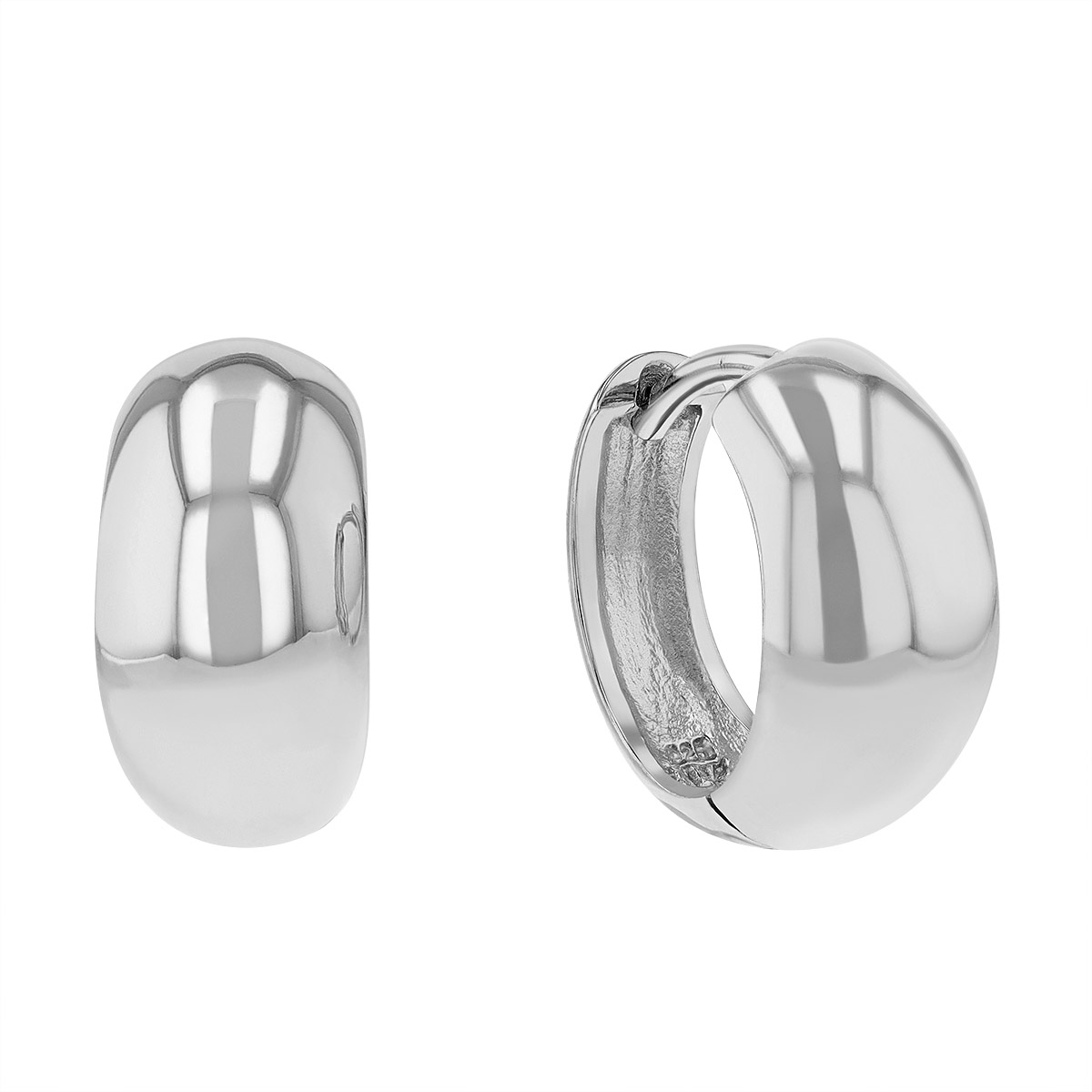 Sterling Silver Wide Hinged Huggie Hoop Earrings | Borsheims