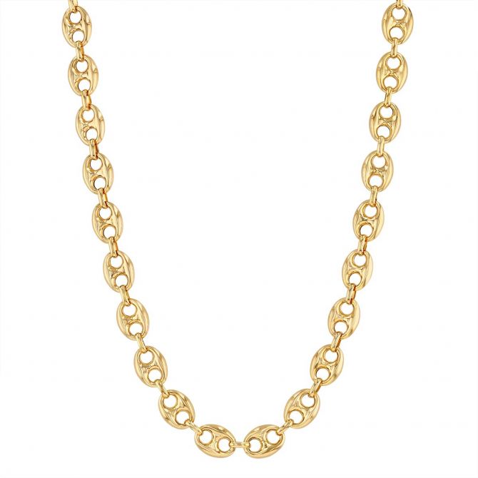 Yellow Gold Puff Mariner Link Chain, 18"