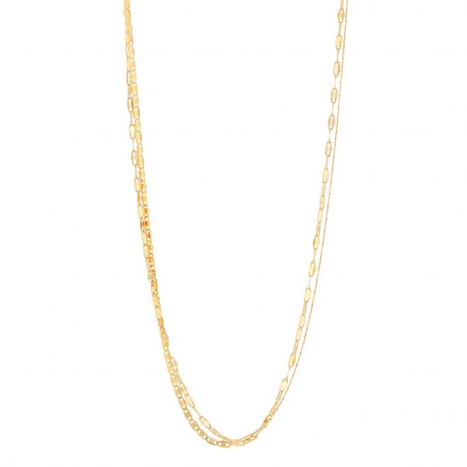 Yellow Gold Double Strand Mixed Link Chain, 18"