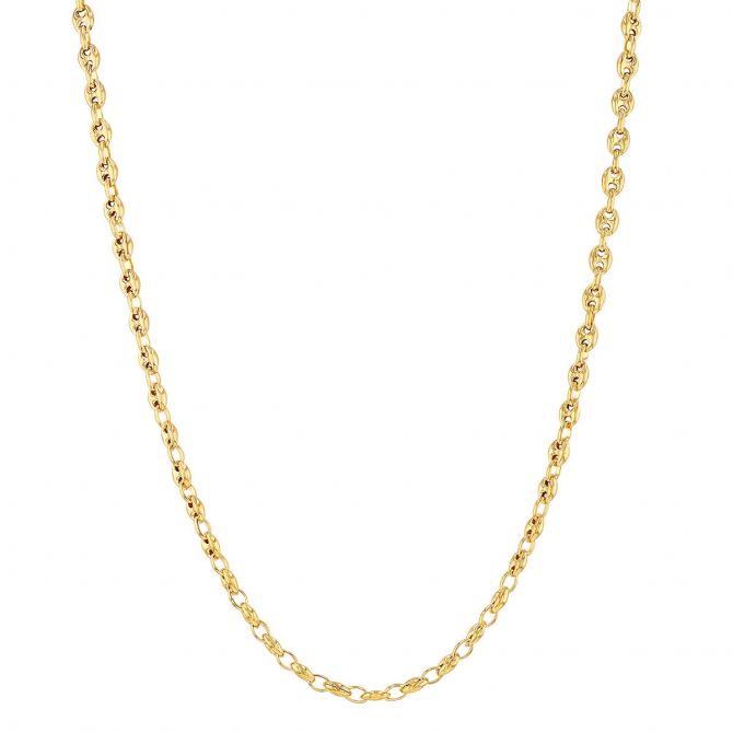 Yellow Gold Puff Mariner Link Chain, 18"