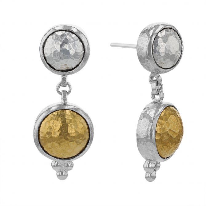 Gurhan Amulet Sterling Silver Small Drop Earrings with 24K Gold Accents