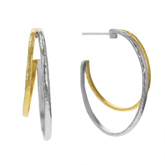 Gurhan Sterling Silver & Yellow Tone Double Hoop Earrings