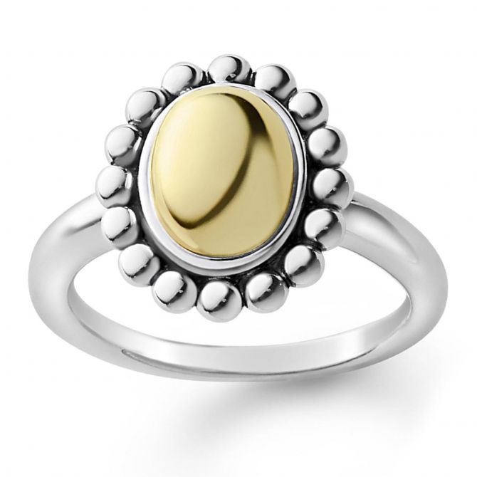 LAGOS High Bar Gold Caviar Dome Ring, Size 6.5