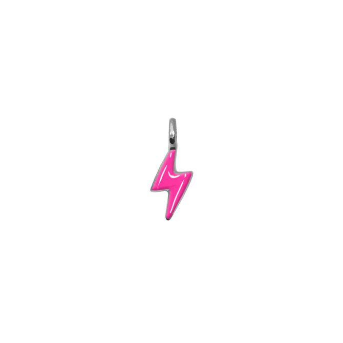 Alex Woo Mini Additions Pink Enamel Lightning Bolt Charm in Sterling Silver