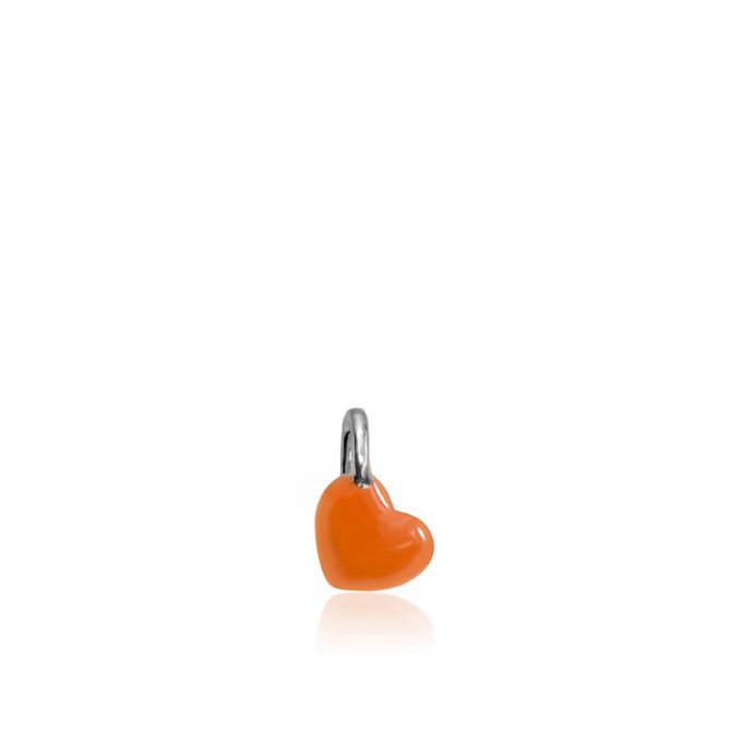 Alex Woo Mini Additions Heart Charm in Orange Enamel & Sterling Silver