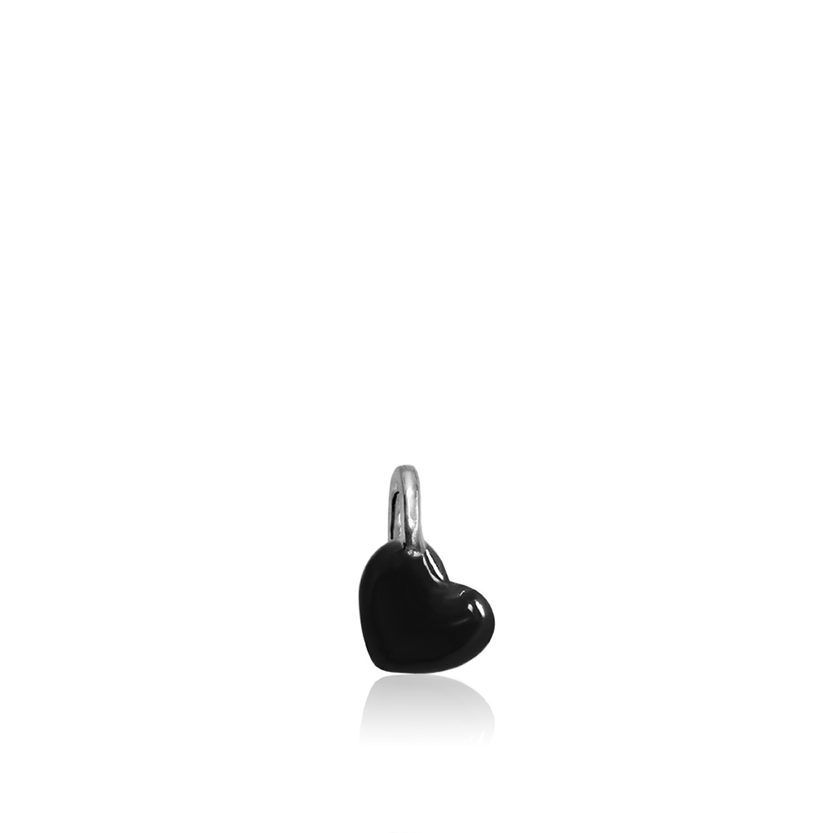 Alex Woo Mini Additions Black Enamel & Sterling Silver Heart Charm