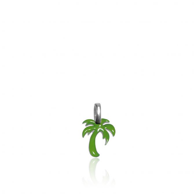 Alex Woo Mini Additions Palm Tree Charm in Green Enamel & Sterling Silver