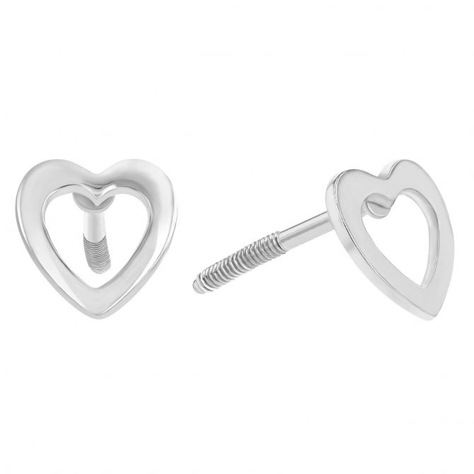 Children's Sterling Silver Open Heart Stud Earrings