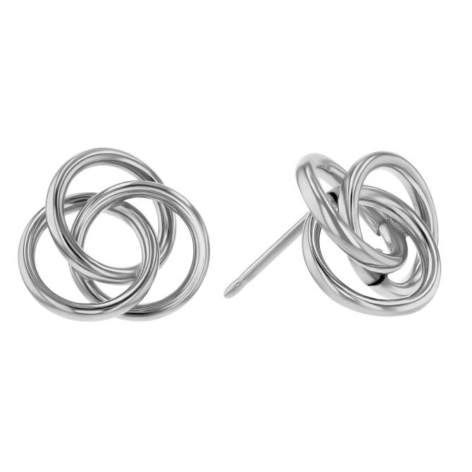 White Gold Open Love Knot Stud Earrings