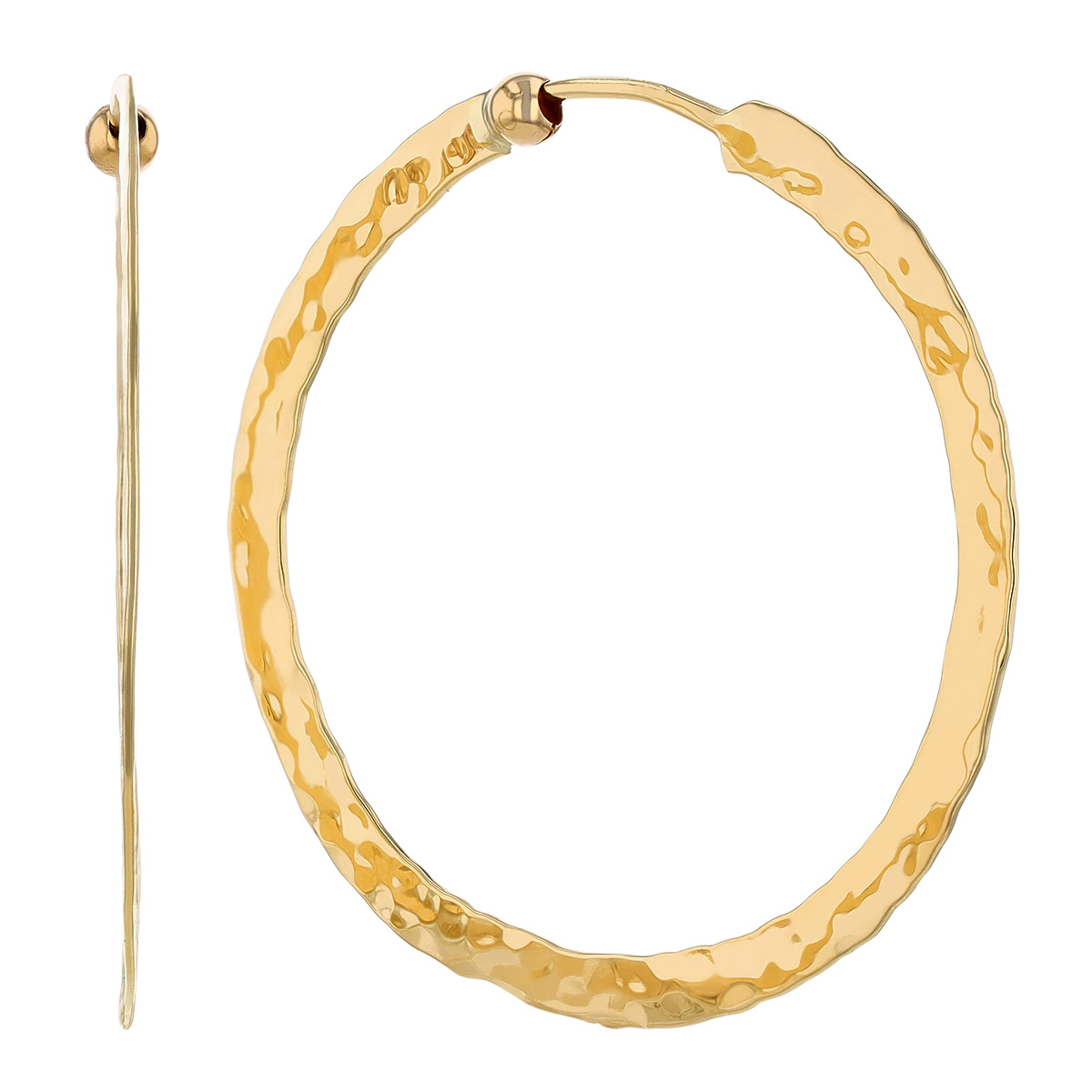 14K Yellow Gold personal style top Twisted Hoop Earrings 31mm