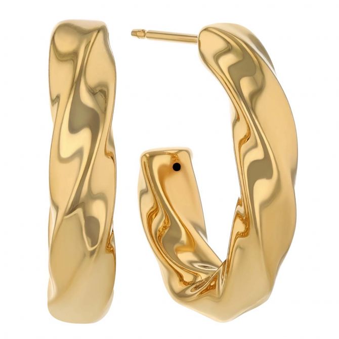 Yellow Gold Twist Hoop Post Earrings