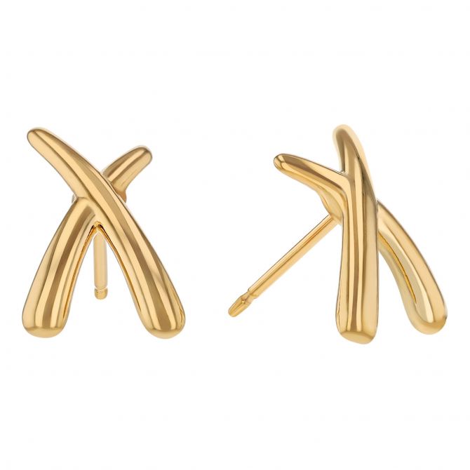 Yellow Gold Tapered X Stud Earrings