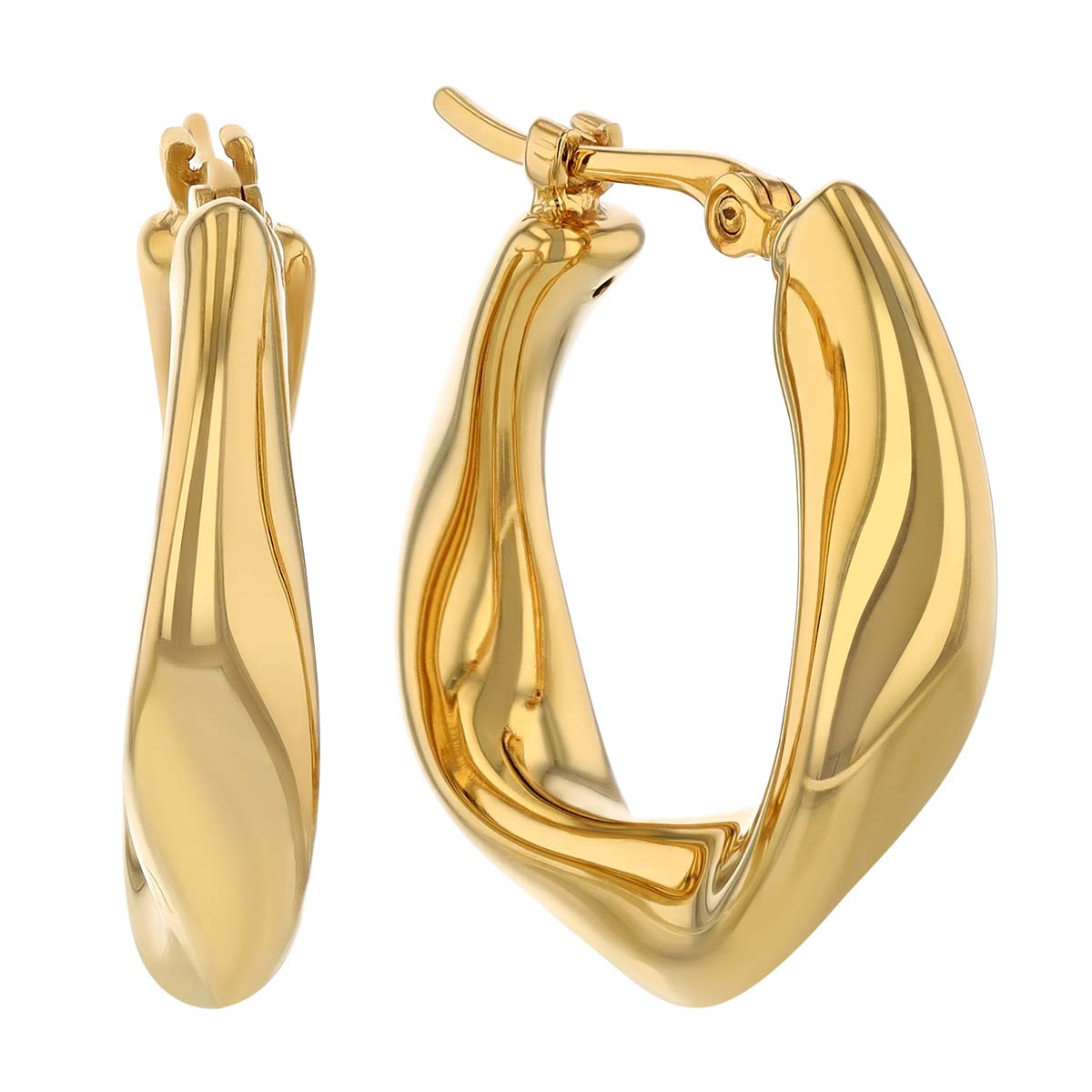 Yellow Gold Abstract Wave Huggie Hoop Earrings Borsheims