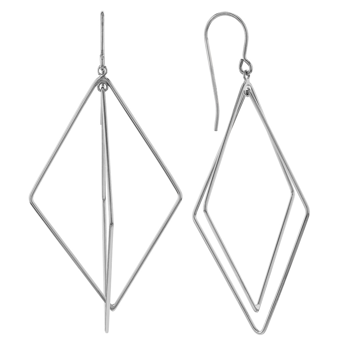 Sterling Silver Double Diamond Shape Dangle Earrings | Borsheims