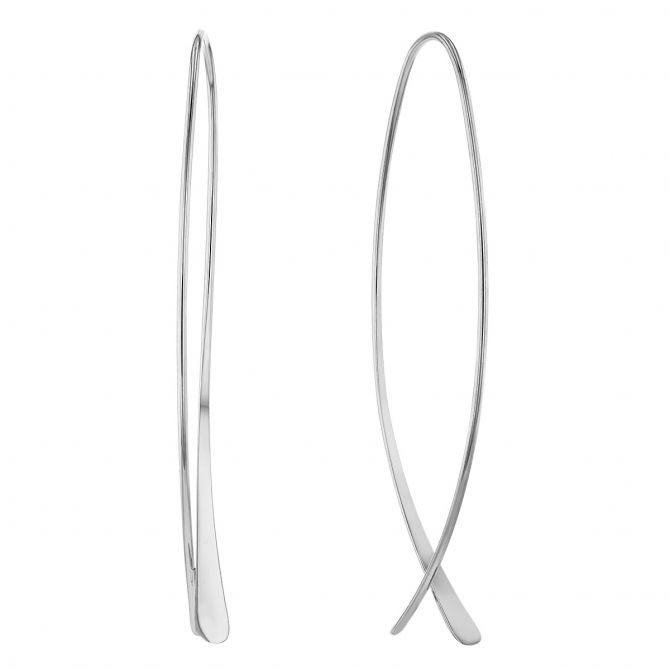 Sterling Silver Tapered Oval Threader Earrings