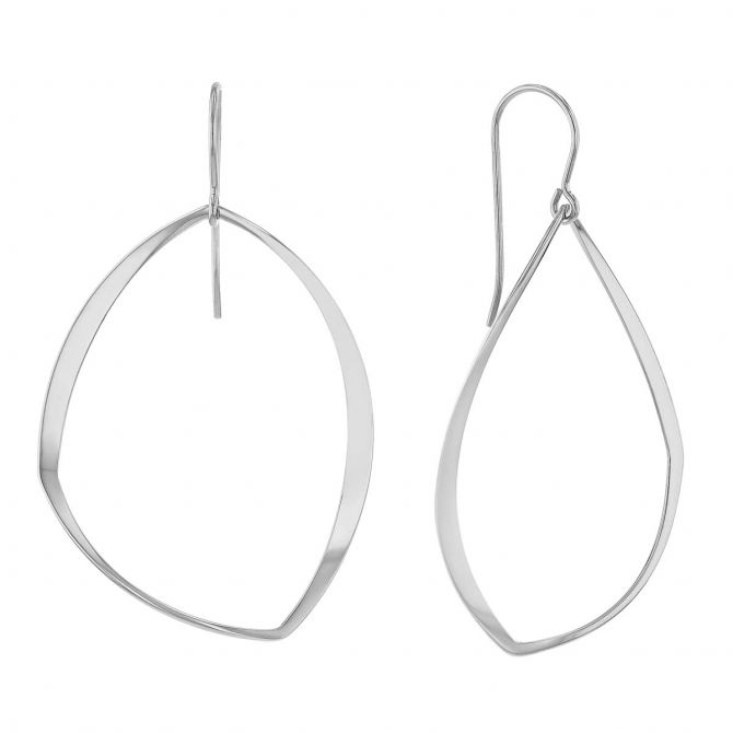 Sterling Silver Abstract Oval Dangle Earrings