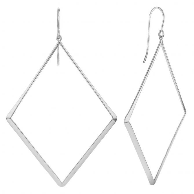 Sterling Silver Open Square Dangle Earrings