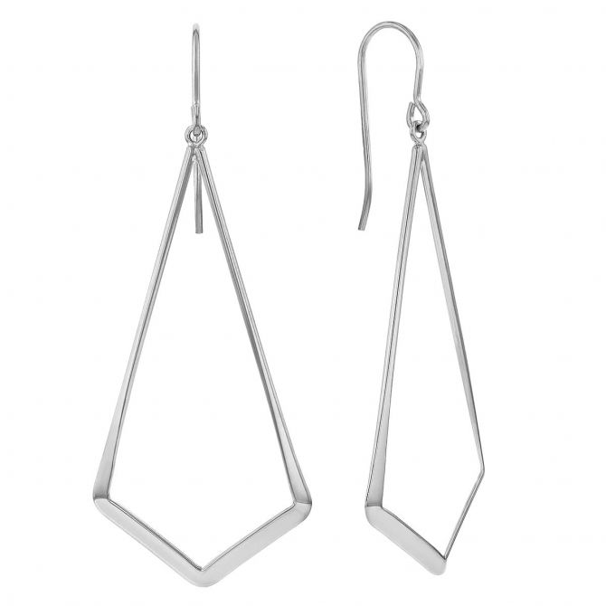 Sterling Silver Open Kite Dangle Earrings