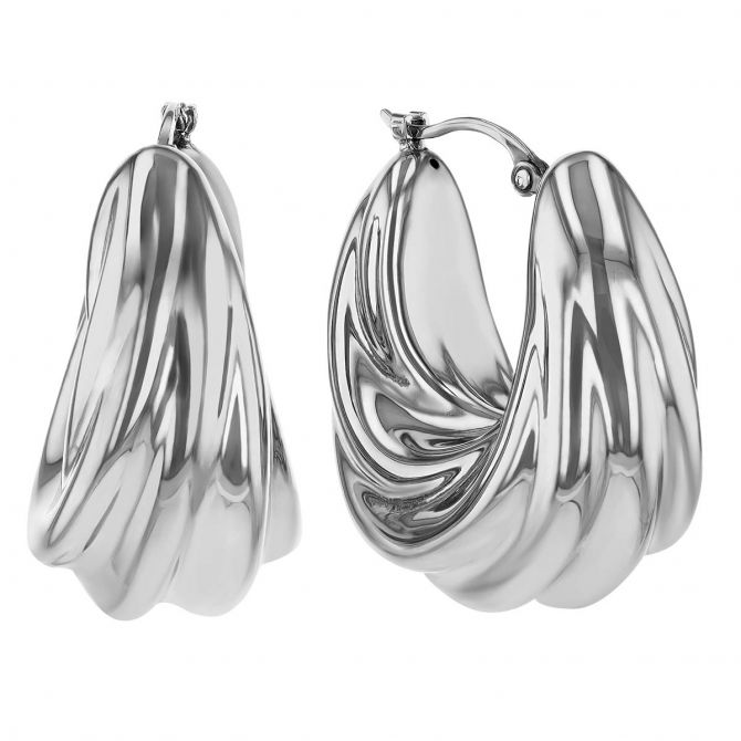 Sterling Silver Tapered Swirl Hoop Earrings