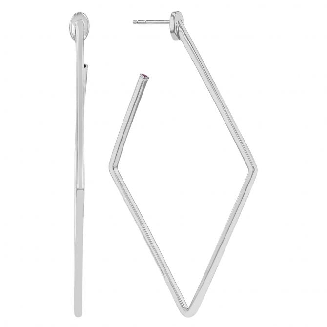 Roberto Coin White Gold Square Hoop Earrings, 30 mm